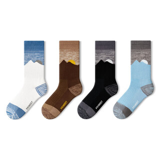 Pami socks men's spring and autumn mid-calf socks 10a mesh breathable men's sports socks for teenagers and boys, sunset scenery-pack 4 pairs, one size fits all (suitable for sizes 39-44)