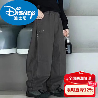 Disney boys' velvet pants autumn and winter new children's clothes winter one-piece velvet casual overalls older children's winter clothes new year cotton clothes style dark gray velvet 120 cm