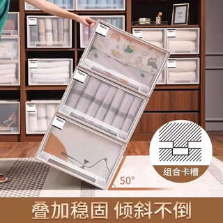 Yusenyi drawer-type storage cabinet storage box plastic organizer single-layer stacked drawer combination cabinet storage sandwich cabinet wardrobe 13l depth 37x width 26x height 14.2 transparent 1