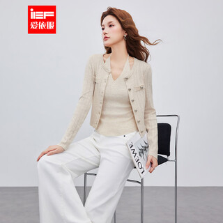 Ief/aiyifu 2026 spring new commuting socialite slim design feminine versatile women's woolen tops oatmeal one size