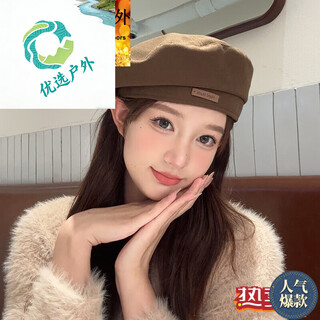 Mppmck autumn and winter woolen beret fashionable british style painter's hat face-showing small retro all-match bud hat octagonal hat for women brown