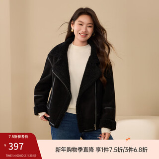 Xianlixiu plus velvet and thickened fur one-piece suede jacket large size women's fat mm2025 winter new style 4863 black 2xl