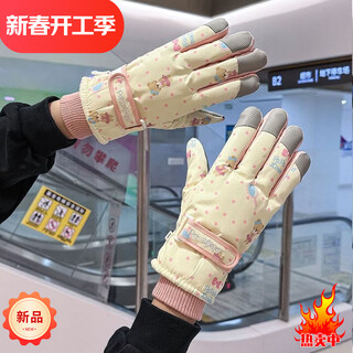 Fantasy german imported quality cycling gloves for women to keep warm in winter, plus velvet and thickened to prevent cold, outdoor cycling, electric vehicles, splash proof, bear beige