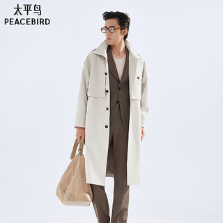 Peacebird men's shopping mall same style windbreaker 26 spring new twill wide version stand collar jacket b1beg1251 white 1 s