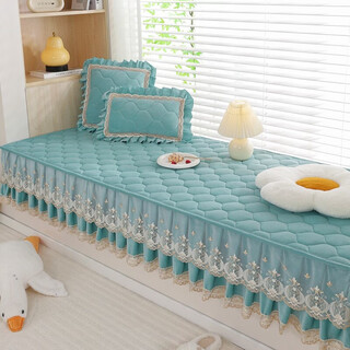 Wing fantasy new bay window mat window sill mat custom-made non-slip tatami blanket bedroom floor-to-ceiling window balcony decoration cushion four seasons light pink (without pillow) 60x240+33cm skirt