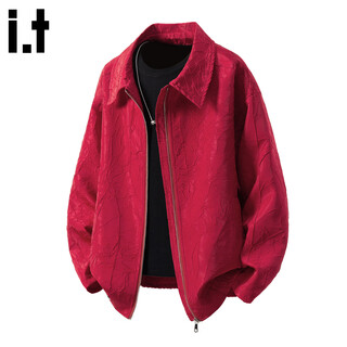Chocoolate it trendy brand textured lapel jacket men's spring retro pleated loose casual jacket red 4xl recommended 180jin jin equals 0.5kg -195jin jin equals 0.5kg