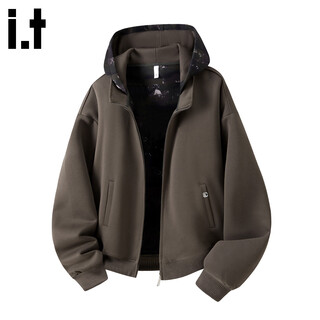 Chocoolate it heavyweight hooded sweater cardigan men's spring american gray spliced loose casual jacket brown s recommended 90jin jin equals 0.5kg -115jin jin equals 0.5kg