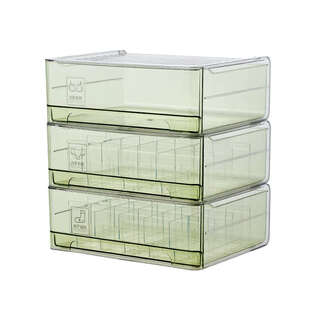 Yusenyi drawer storage box household transparent bra compartment organizing box socks three-in-one storage box premium gray + three-pack