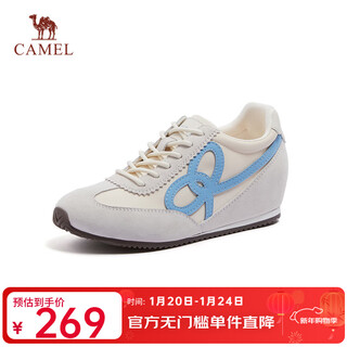 Camel (camel) women's shoes 2026 spring new year's gift casual sports moral training shoes women's versatile fashion inner height-increasing sports shoes l26s577025g rice/blue 35