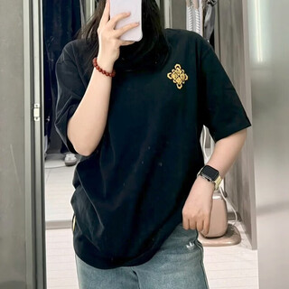 Adidas short-sleeved t-shirt men's and women's 2026 spring new sportswear comfortable, breathable, casual, fashionable, round neck half-sleeved men's kt0714 black/pure cotton/year of the horse limited edition xl/185/104a