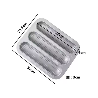 Yusenyi mold plate with stick mold baking method strips long strips dipped in the oven without bread hot dog hole baking japanese export method for three-slot baking pan silver punching three-slot baking pan silver punching 1g