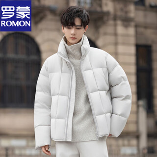 Romon 200g high-fill velvet heavyweight stand-up collar short down jacket men's winter windproof thickened warm bread jacket trendy moonlight gray m