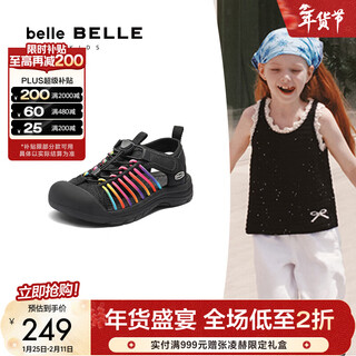Belle trendy and cool contrasting color sports sandals for girls in the mall with the same style outdoor casual sandals a6212b75 black 31