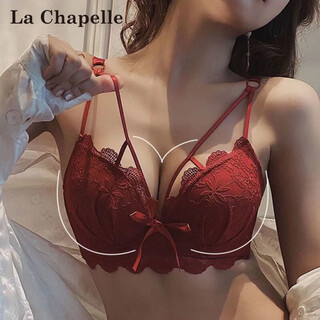 La chapelle red sexy lace underwear women's suit for the year of birth, small breast push-up, side-cushion, no steel ring, wedding bra gift box