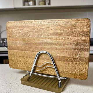 Pupan cutting board rack, cutting board placement rack, drain chopping board holder, stainless steel drill board storage rack, solid cutting board rack, 4cm wide + drain tray