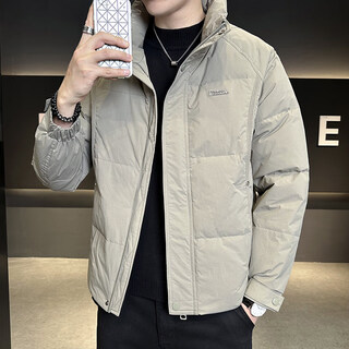 Kbxng jinba winter men's lightweight stand collar down jacket new casual versatile handsome thickened warm and coldproof jacket khaki green l