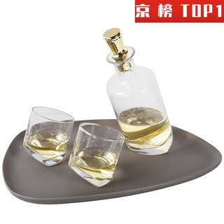Whiskey cup nordic modern crystal glass red wine bottle cup whiskey drinkware decorative ornaments set model green gold oblique style 1 bottle 2 cups 3 pieces