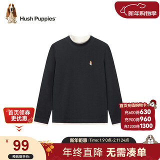 Hush puppies children's clothing children's long-sleeved t-shirt boys casual and comfortable girls round neck bottoming shirt navy 170