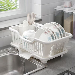 Fantasy drainage dish rack universal kitchen dish rack chopsticks tableware wash basin dripping drainage bowl rack storage basket (thick drainage) large white length 40 width 27