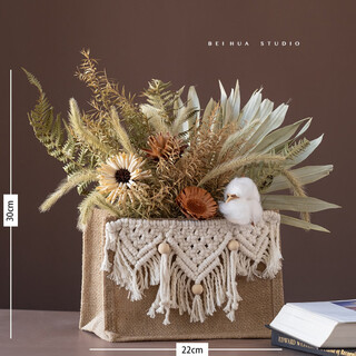 Beihua xishe dried flowers hand-woven sack set photography sample room natural bouquet decoration diy pendulum woven sack + fallen leaves know autumn floral art dry flower bag