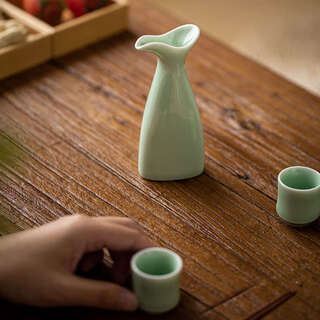 Yusenyi double-headed pot household wine divider sake pot antique wine set wine cup set white wine cup one cup double-headed pot plum green