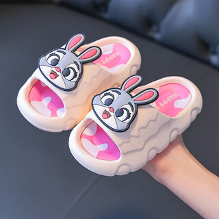 Children's slippers for boys and girls in summer cartoon zootopia soft-soled non-slip slippers for middle and large children for girls to wear zootopia/judy pink size 26-27 inner length 17cm