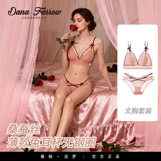 Dana farrow brand 2026 new french underwear women's thin sexy lace bra set rabbit ear cup wire-free women's vanilla apricot cream set m suitable for 75abc one size