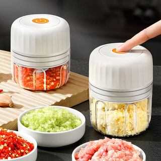 Shantou lincun garlic artifact electric garlic press home wireless garlic grinder garlic seasoning grinder garlic press grator with basket three-piece set thick shred + thin shred + slice
