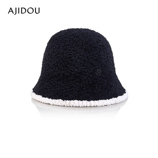 AJIDOU阿吉豆帽子女款防风保暖毛线帽毛绒帽新年跨年礼物 黑色 均码