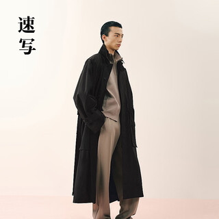 Sketch men's 2026 spring new arrival windbreaker h-shaped one-piece sleeve lapel long style 9q2913460 001 black m