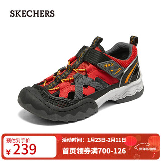 Skechers children's shoes men's fashion fisherman shoes trendy baotou 407031l red/black/rdbk 32