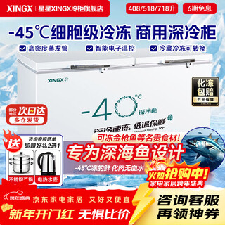 Xingx (xingx) congelador comercial de temperatura ultrabaja menos 40-60 grados congelador horizontal congelador completo de temperatura única refrigerador doméstico de gran capacidad congelador rápido criogénico tubo de cobre -45 grados temperatura ultrabaja de gran capacidad 丨 control electrónico de temperatura | 1,35 metros 408l