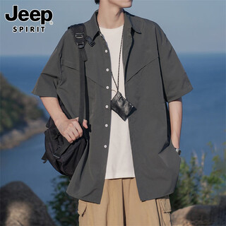 Jeep spirit jeep short-sleeved shirt men's ice silk jacket men's summer shirt men's high-end casual thin work clothes