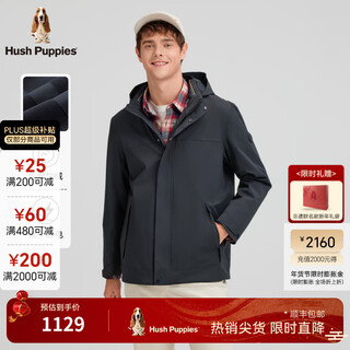Hush puppies simple and comfortable men's 2025 autumn and winter new basic polar fleece lined thick jacket dark blue l
