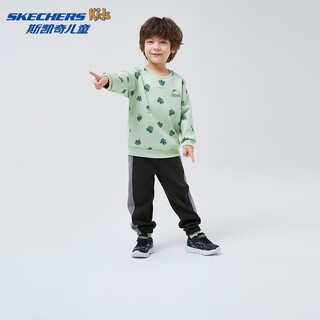 Skechers boys' knitted trousers autumn fashion striped comfortable versatile casual sports pants p324b024 carbon black /0018 100
