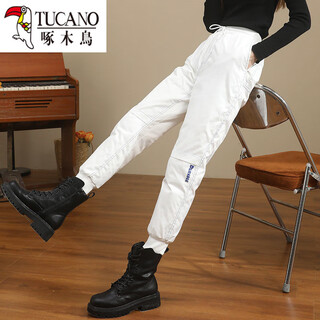 Woodpecker (tucano) white down pants for women autumn and winter outer wear 2026 new minus 40 degree cold protection women's thickened cotton pants for small people white m 96-107jin jin is equal to 0.5 kg