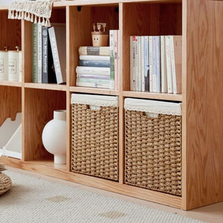 Fantasy bookcase woven storage basket drawer-type bookshelf open grid storage box cabinet storage box imitation square camel basket + beige lining length x width x height 26x23x26