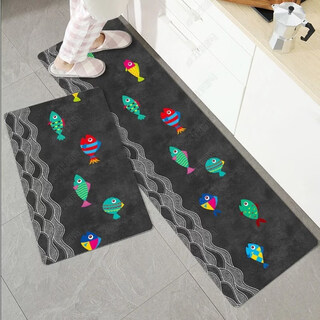 Fantasy kitchen floor mat home door mat cartoon room bathroom bathroom toilet non-slip water-absorbent foot mat easy care xiaoyu kitchen customized