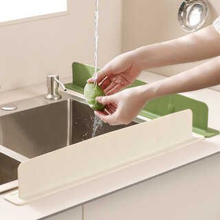 Fantasy kitchen silicone anti-splash baffle, off-white and green available, extended drainage pad, countertop waterproof design, silicone water baffle++ off-white