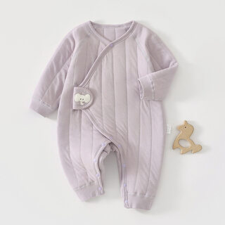 Joyncleon newborn baby jumpsuit winter quilted butterfly clothing baby close-fitting warm robe infant crawling clothing light mist purple 59cm 1-3 months recommended weight 3.5-6.9kg