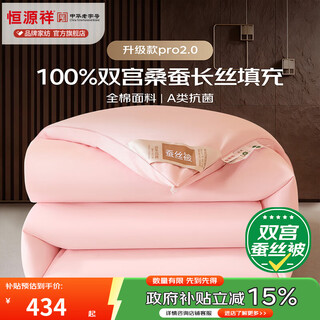 Hengyuanxiang shuanggong silk quilt 100% mulberry filament four-season quilt double thickened warm autumn and winter quilt silk yao powder 2 generation pro 100% mulberry silk + class a antibacterial 220*240cm total weight 8 jin jin equals 0.5 kg (thick winter quilt)