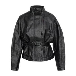 Jacquemus women's jacket windproof warm leather long sleeve spring and autumn commuting jacket casual black one size | fr-38