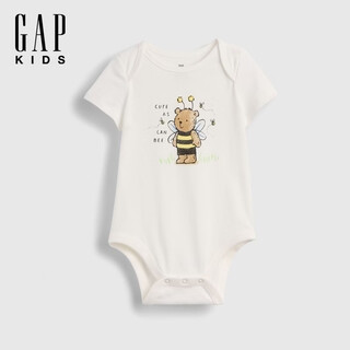 Gap gap infant and toddler 2026 spring new pure cotton cute printed short-sleeved jumpsuit children's clothing us version 883272 white 80cm /48 asian code 9-18 months / us code 12-18 months