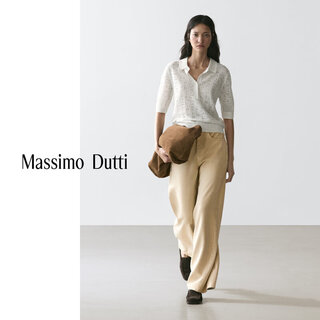 Massimo dutti spring new product 2026 women's simple hollow polo collar sweater 05613542 off-white xs (165/84a)