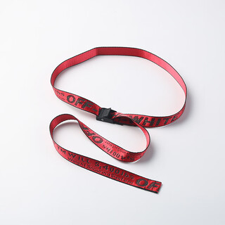 Mini hip-hop offow yellow belt for children, adults and children, canvas embroidered belt girdle for men and women, red 100cm