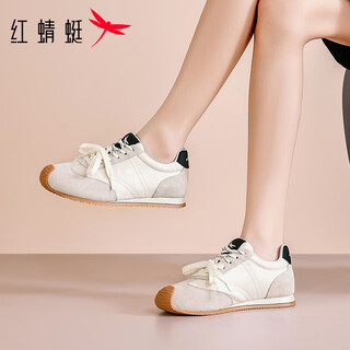 Red dragonfly sports casual shoes women's shoes moral training shoes 2026 spring new thick sole inner heightening small travel shoes running shoes mi/black 40