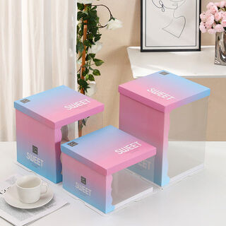 Translucent boxed box 6 inches 8 inches 10 inches 12 inches double layer heightening 50 sets transparent box customization translucent gradient 8 inches heightening 50 sets 26*26*31cm