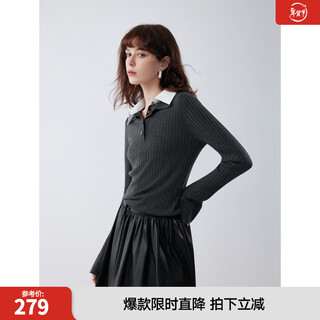 Elle french high-end sheep wool textured sweater for women 2025 autumn new simple slim sweater dark gray s