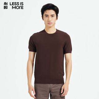 Lilang light fashion men's wear twill texture t-shirt men's stretch anti-wrinkle skin friendly easy care commuting short-sleeved sweater dark coffee (1s) 3xl (185)