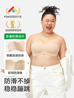 Xiaola endorses wenwen cup strapless underwear for women with big breasts, tube top, beautiful back, non-slip push-up, no 75b c